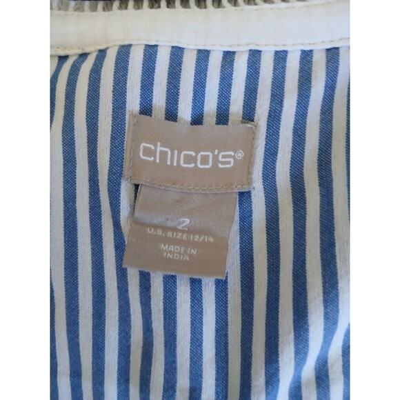 Chicos Women Boho Patchwork Embroidered Tunic Top Size 2 (M) Blue Long Sleeve - Picture 15 of 15